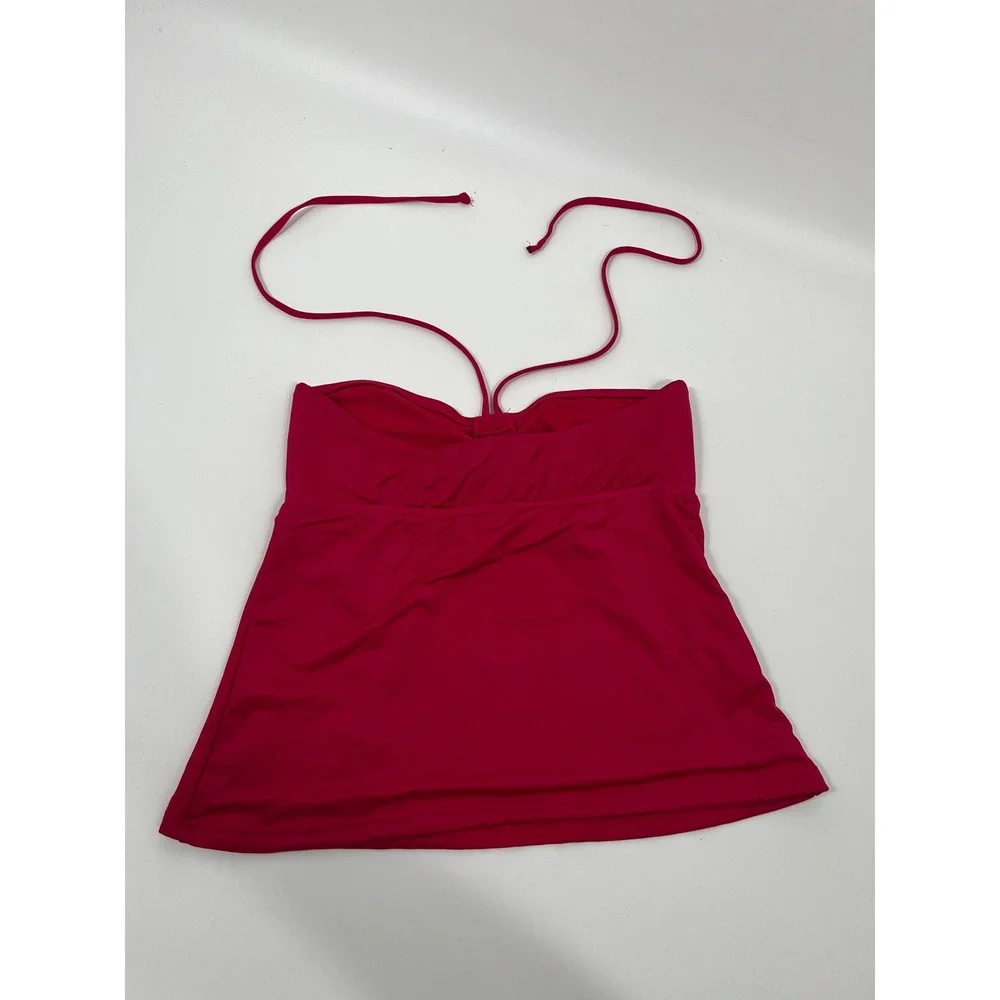 Vintage Y2K Womens Babydoll Tankini Halter Top M Pink Swim Beach Summer Resort